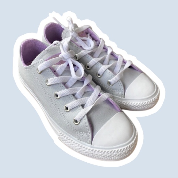 CONVERSE grey leather chuck taylor all star ox junior - Picture 2 of 9